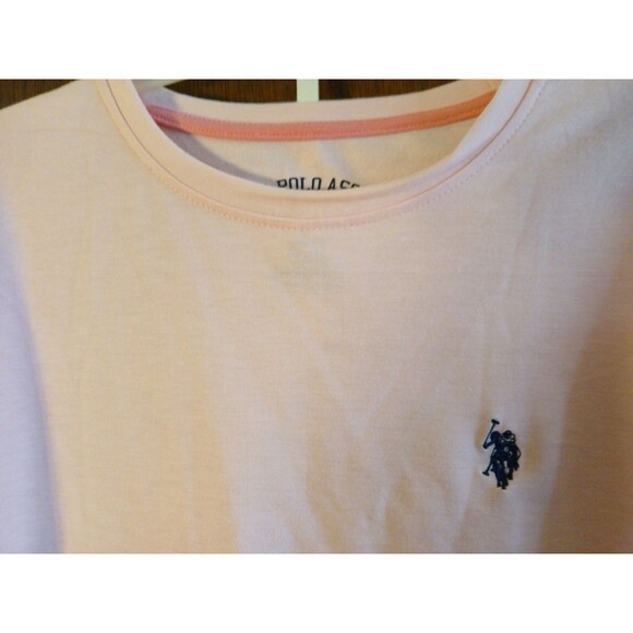 US Polo Assn Cropped T-shirt Pink Blue Logo Womens XS Stretchy Summer Vibes - Picture 7 of 16